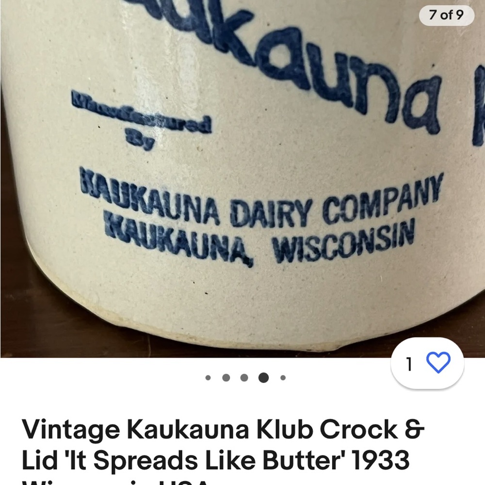 Kaukauna Kline crock, one small chip on the very bottom front..great condition - Picture 3 of 7